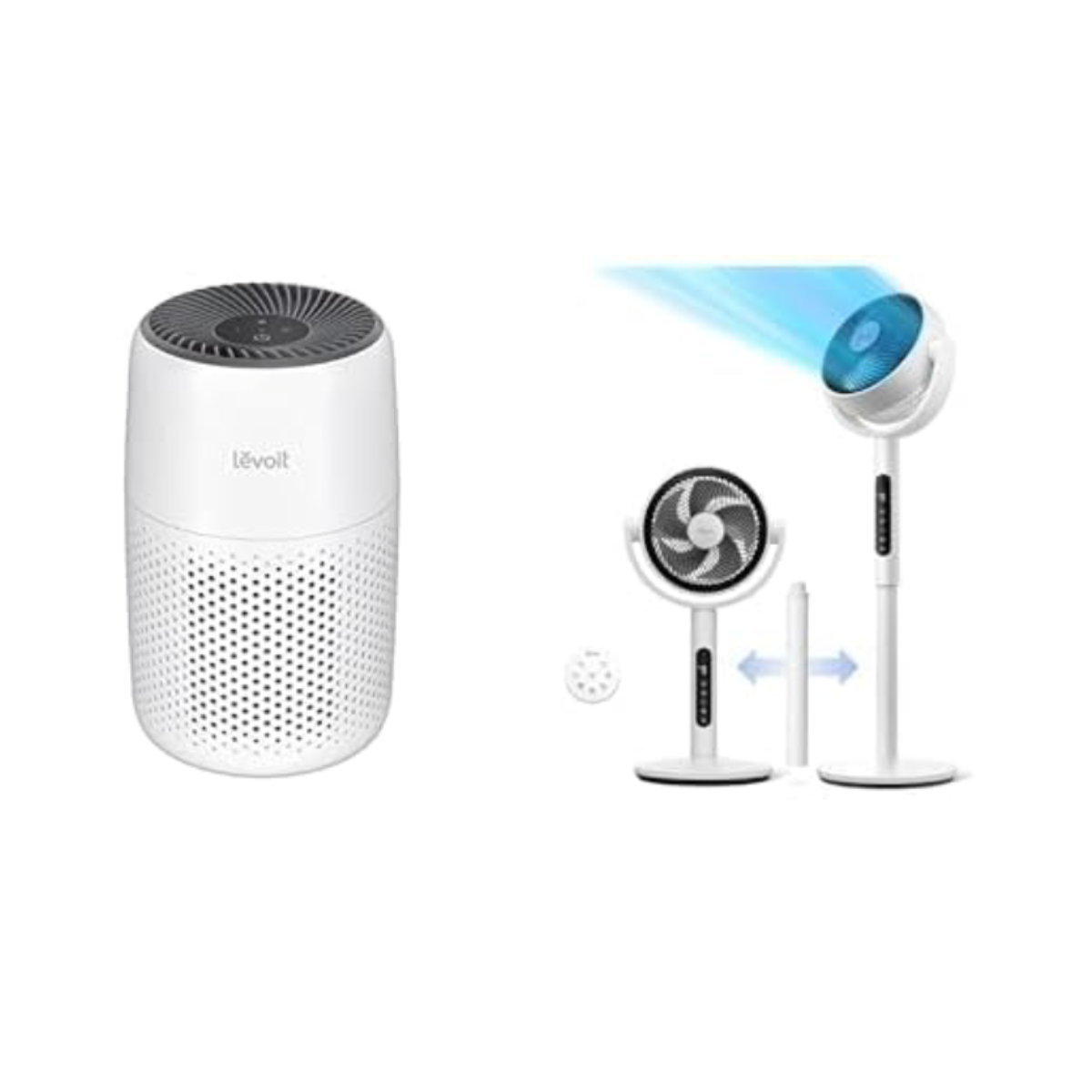 LEVOIT Air Purifier and Fan for Bedroom Home, 3-in-1 Filter Cleaner + LEVOIT Standing Fan for Bedroom, 82ft CirculAir 120° Oscillating Fan