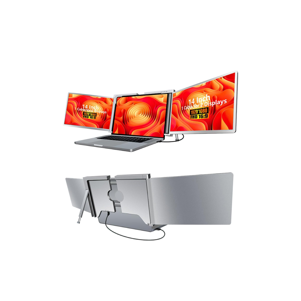 MNN 14" Triple Portable Monitor, designed for 13.3’’-17.3" laptops, it expands screen real estate for optimized efficiency.